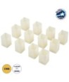 GloboStar® CANDLE 79539 ΣΕΤ 12 x Διακοσμητικά Realistic Κεράκια με LED Εφέ Κινούμενης Φλόγας - Μπαταρίας 12 x CR2032 Θερμό Λευκό 2700K Μπεζ L3.7 x W3.7 x H5.5cm